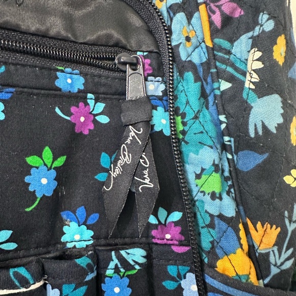 Vera Bradley Navy Quilted Floral Backpack with Blue, Purple & Yellow Accents - Picture 8 of 13